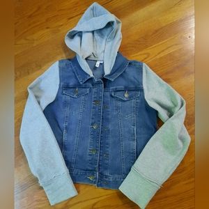 SO Girls Denim/Hoodie Jacket. Blue/Gray. Size XL (14/16)